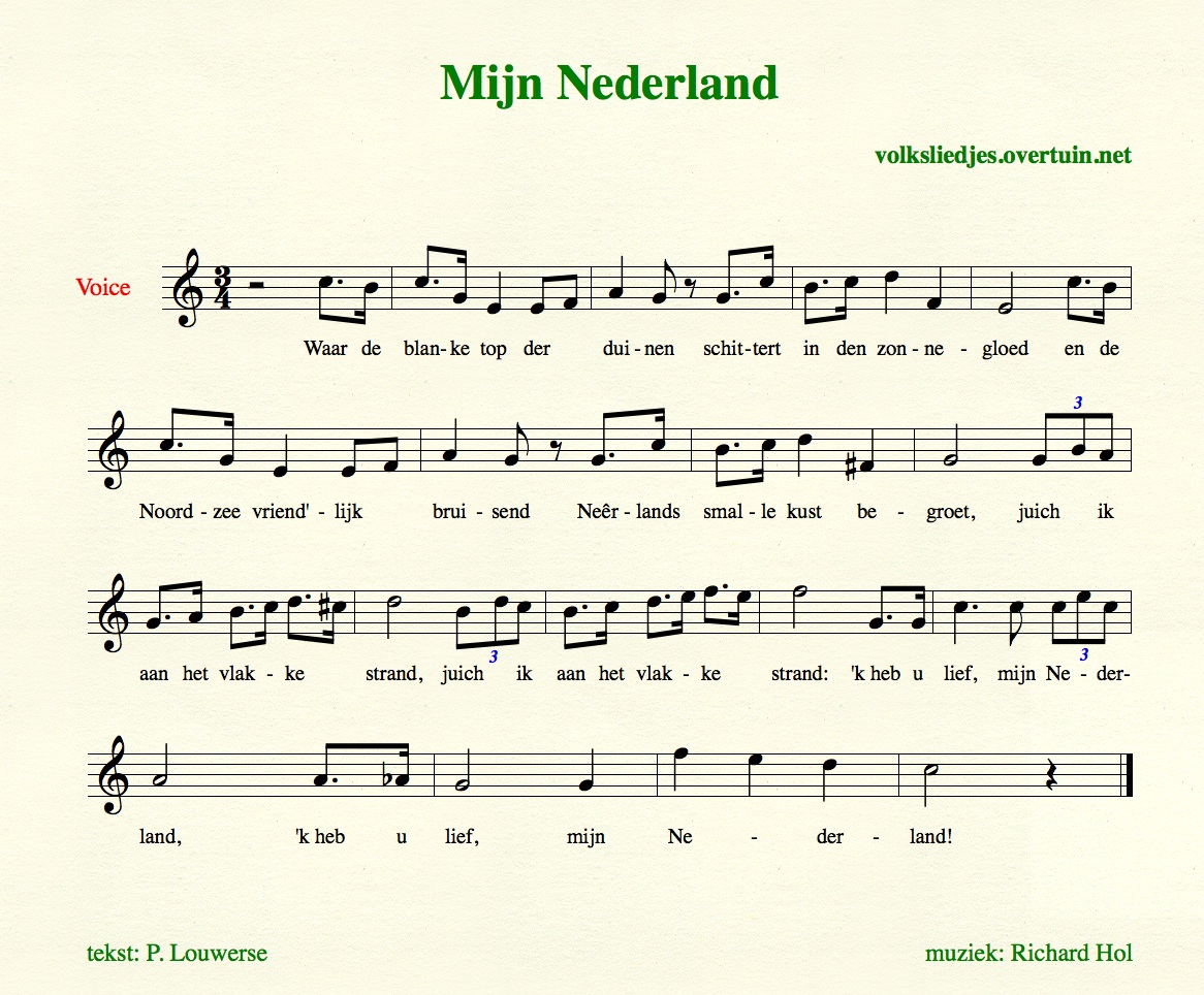 Dutch 19th century folk songs, TZ, with music, translated in English