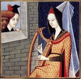 picture medieval harp playing folk songs